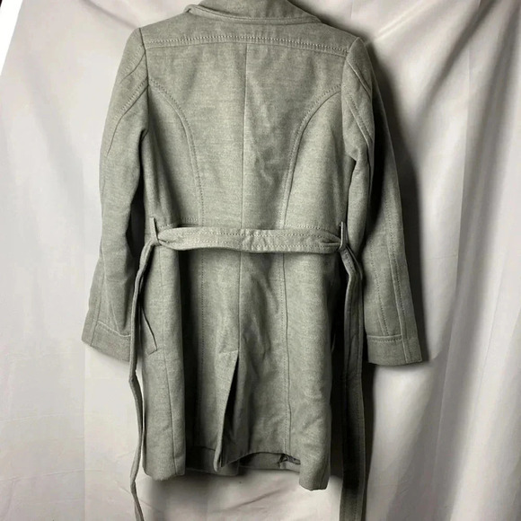 -H & M WOMENS SIZE 6 BELTED COAT GRAY SNAP BUTTONS LINED POCKETS POLY ELASTANE - Picture 8 of 12
